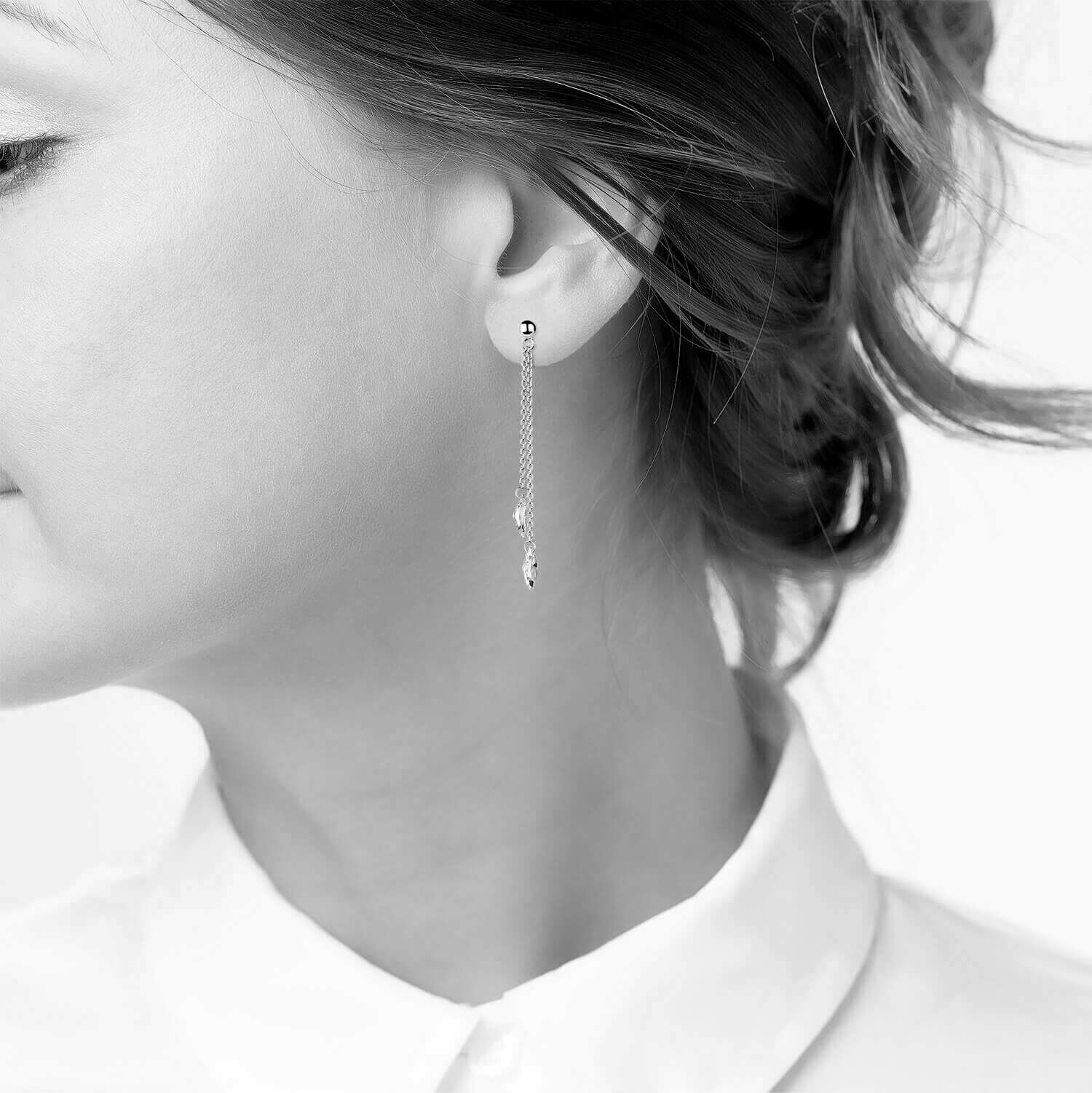 Sterling Silver Two Strand Crystal Drop Earrings at Fraser Hart