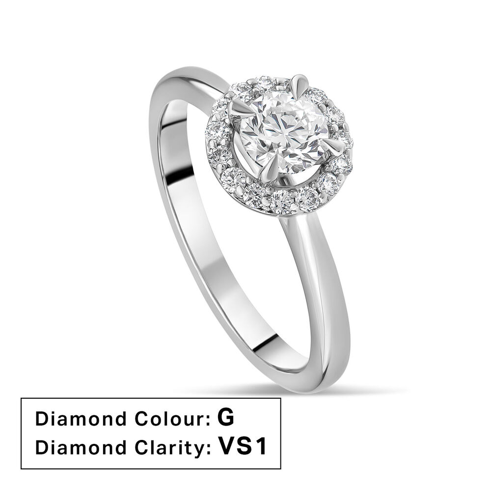 Platinum 0.50ct Round Diamond Halo Ring