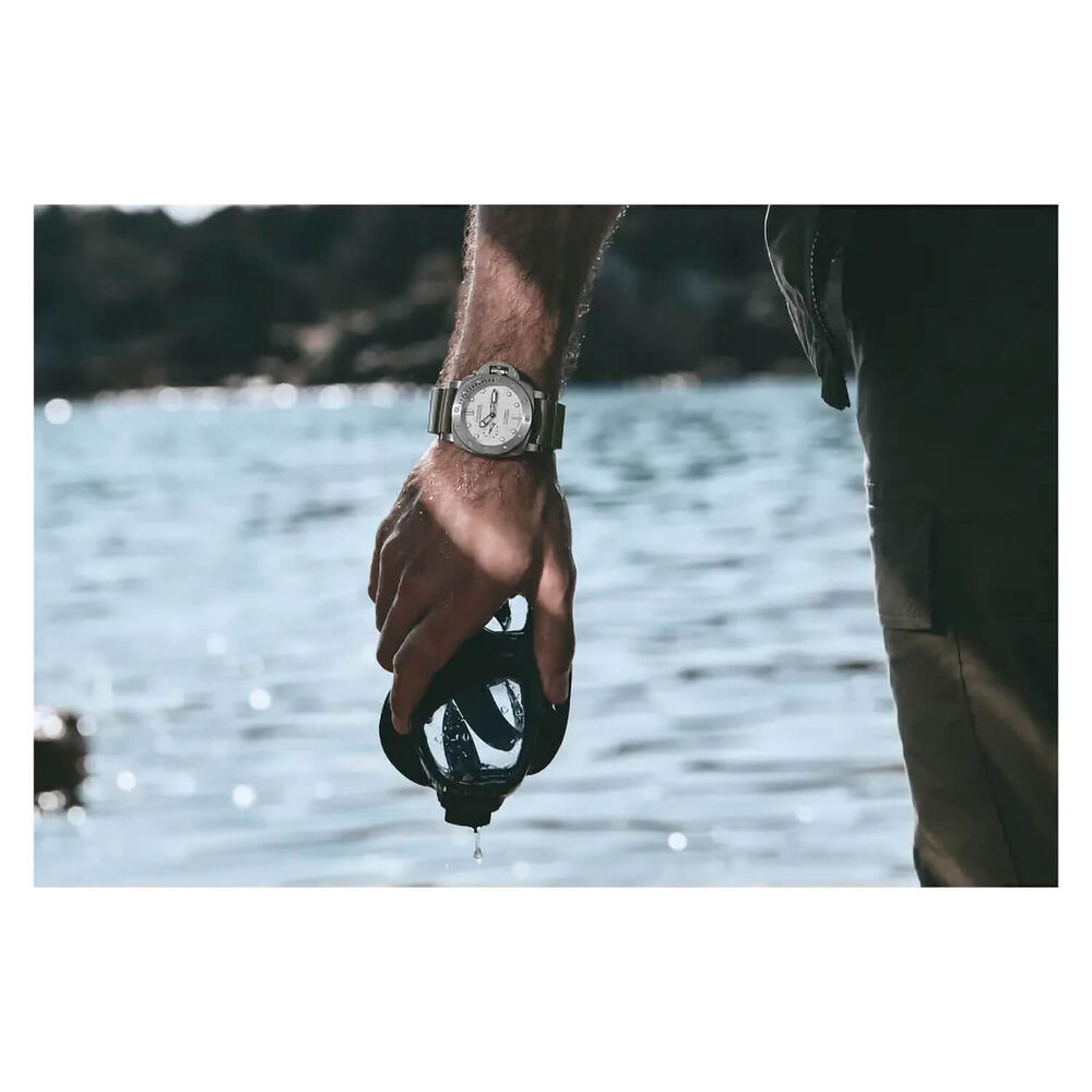 Panerai Submersible 44mm QuarantaQuattro Bianco White Dial Green Strap Watch image number 5
