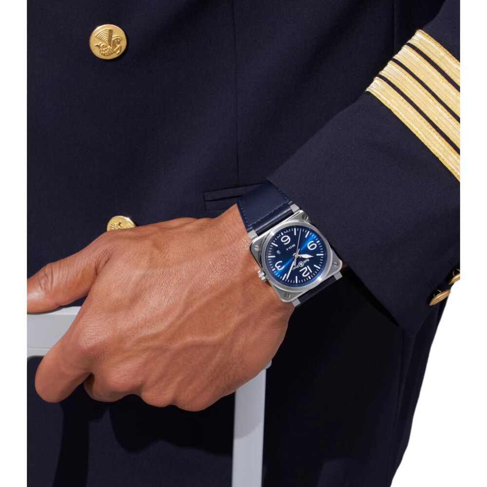 Bell & Ross BR-03 Auto 41mm Blue Dial Leather Strap Watch image number 5