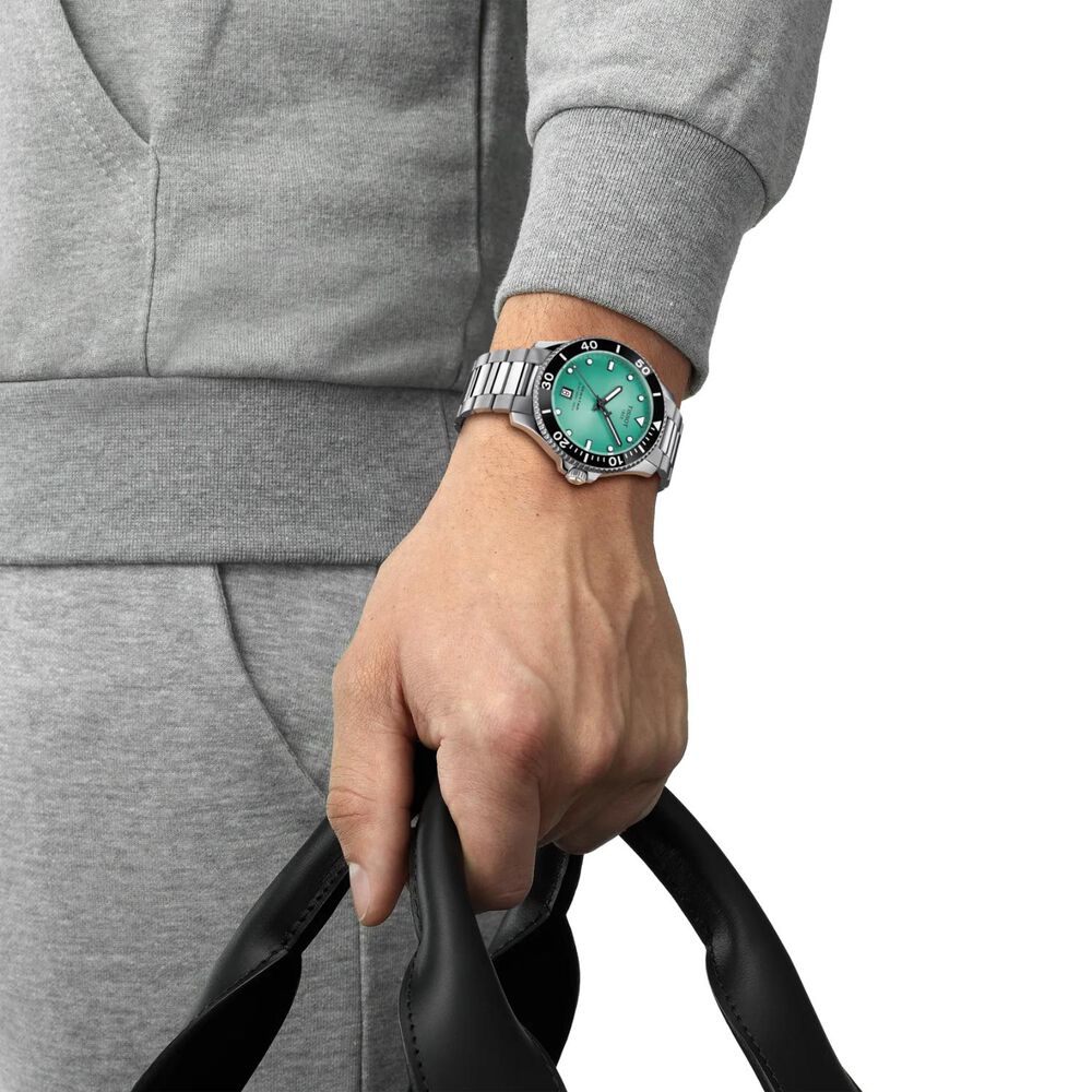 Tissot Seastar 1000 Quartz 40mm Turquoise Dial Steel Bracelet Watch