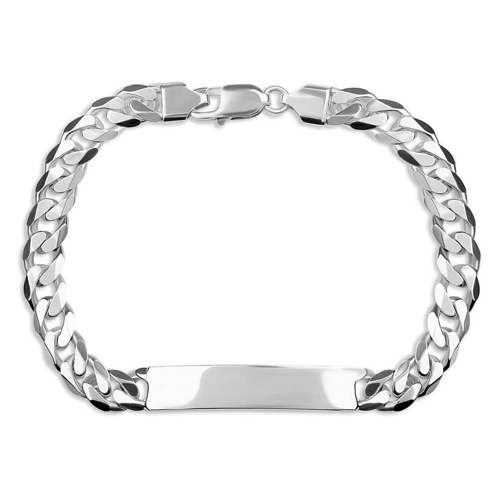 Sterling Silver Flat Curb 23cm Men's ID Bracelet