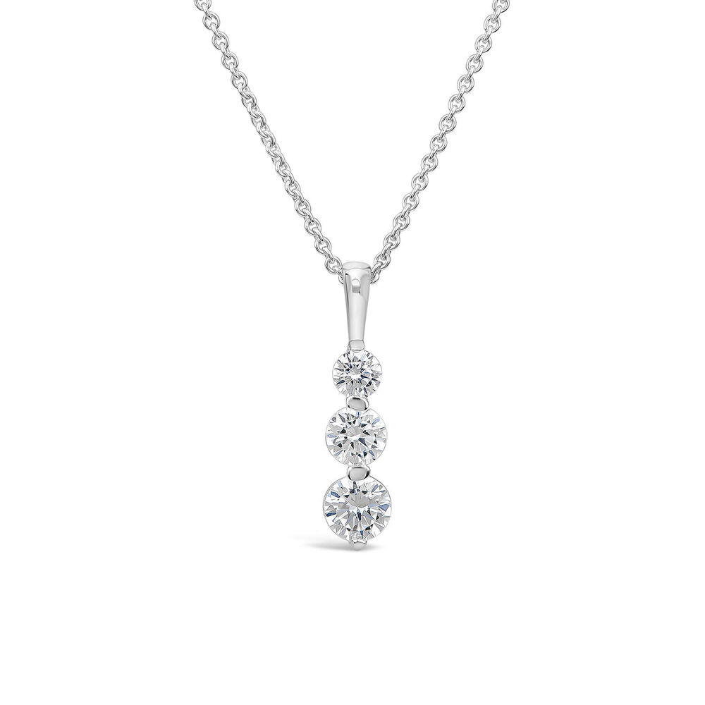 Sterling Silver 3 Stone Cubic Zirconia Graduated Pendant