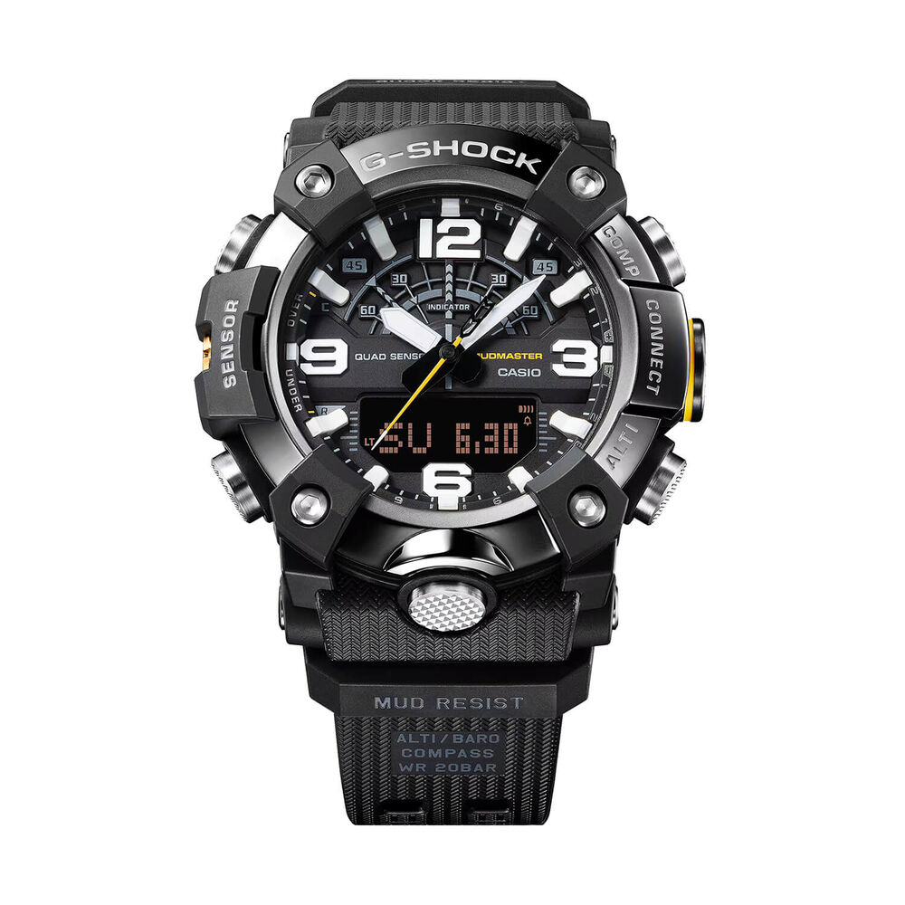 G-SHOCK Master of G Mudmaster 55.4mm Black Ion Plated Bezel & Black Resin Strap Watch