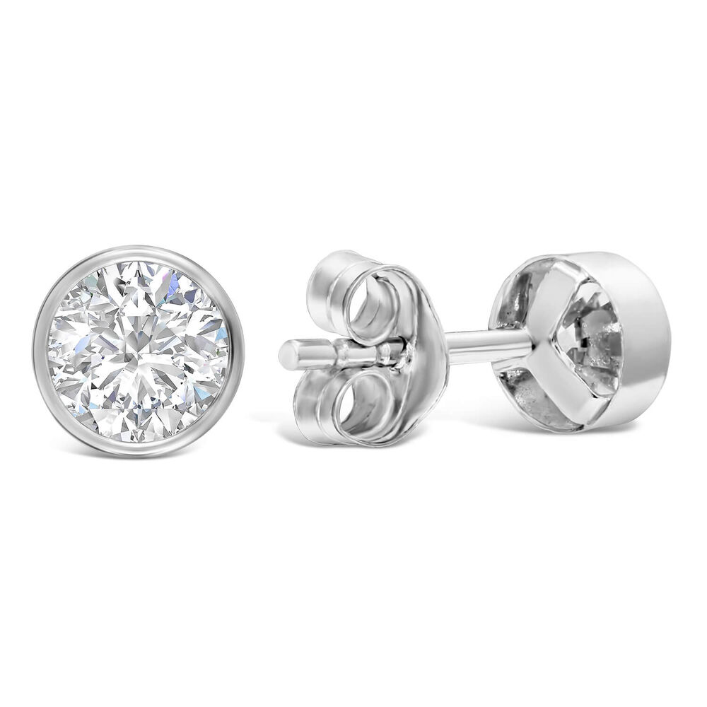 9ct White Gold Cubic Zirconia Stud Earrings image number 2
