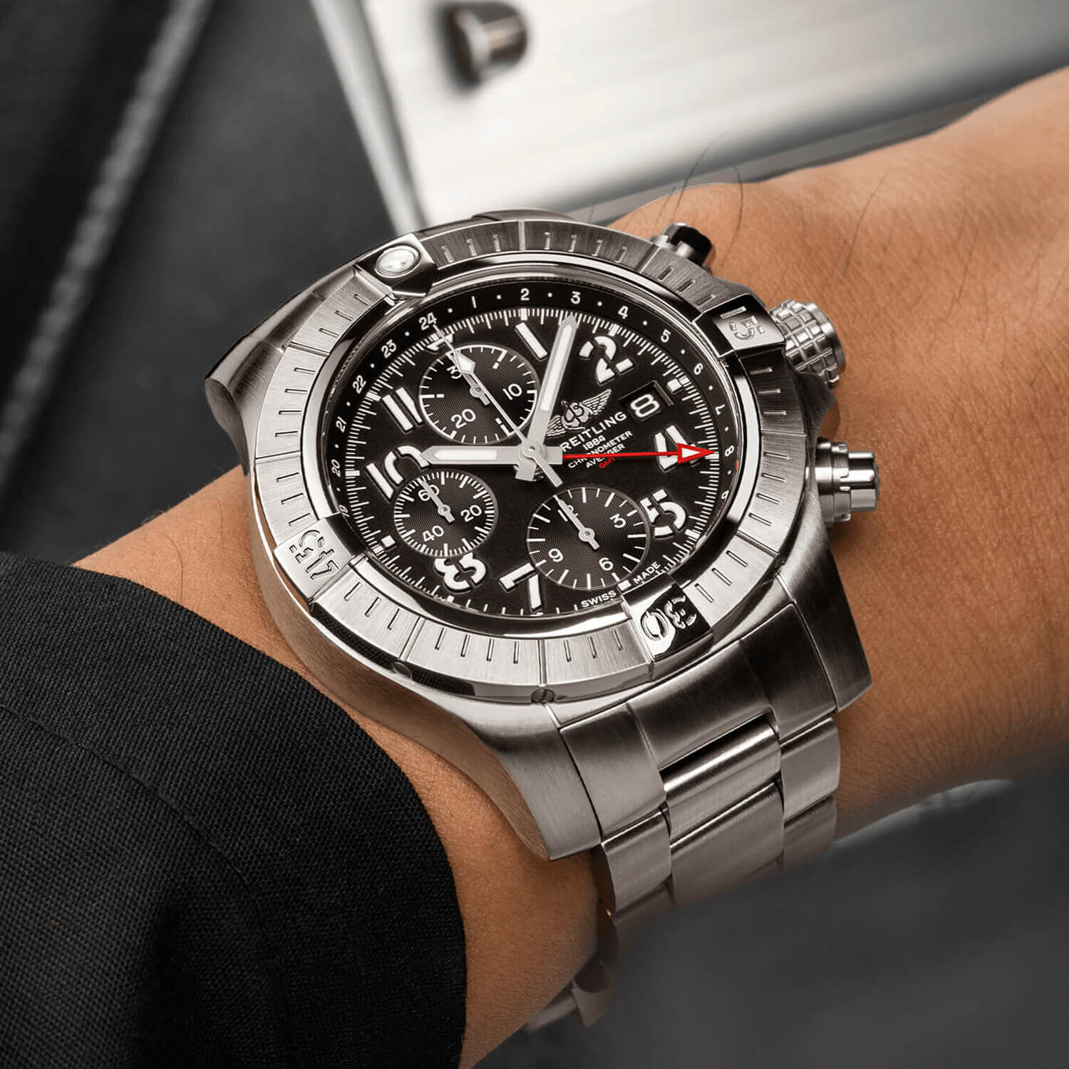 Breitling black chronograph deals