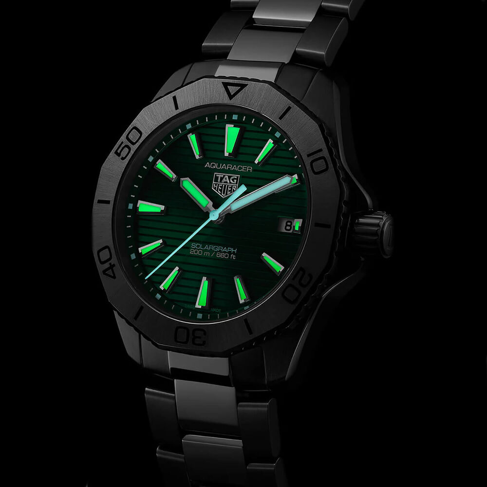 TAG Heuer Aquaracer Professional 200 Solargraph 40mm Green Dial Steel Bracelet Watch image number 4