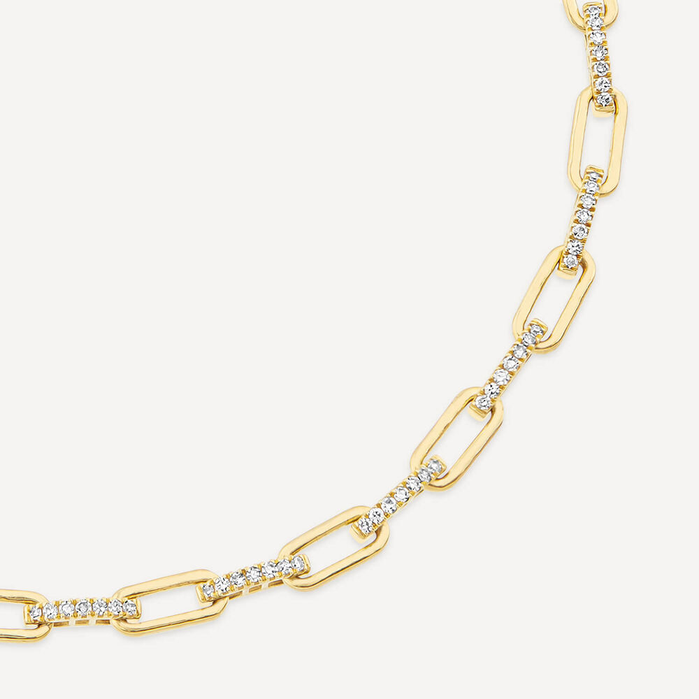 9ct Yellow Gold 0.40ct Diamond Paperlink Bracelet