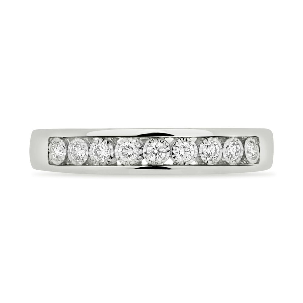 9ct White Gold 0.15ct Diamond Illusion Channel Set Eternity Ring image number 1