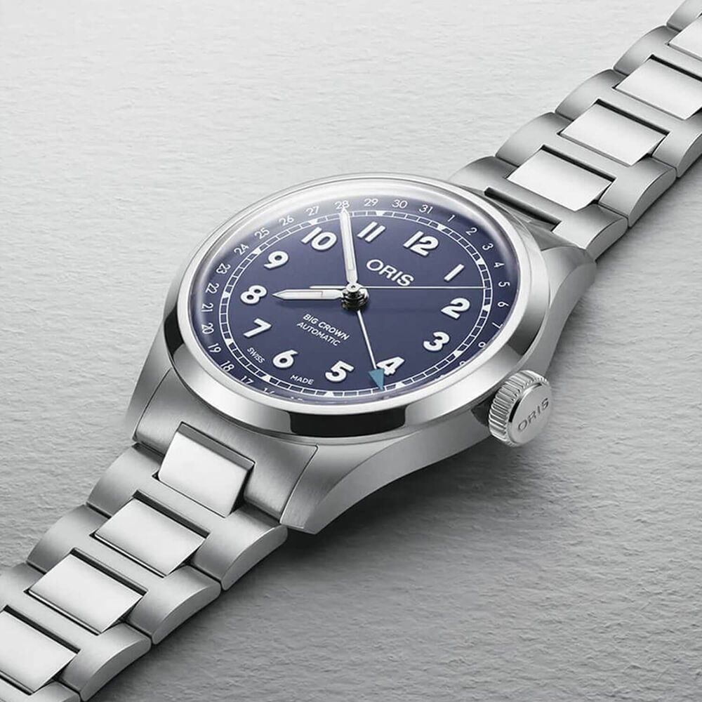 Oris Big Crown Pointer Date 40mm Purple Dial Steel Bracelet Watch image number 7
