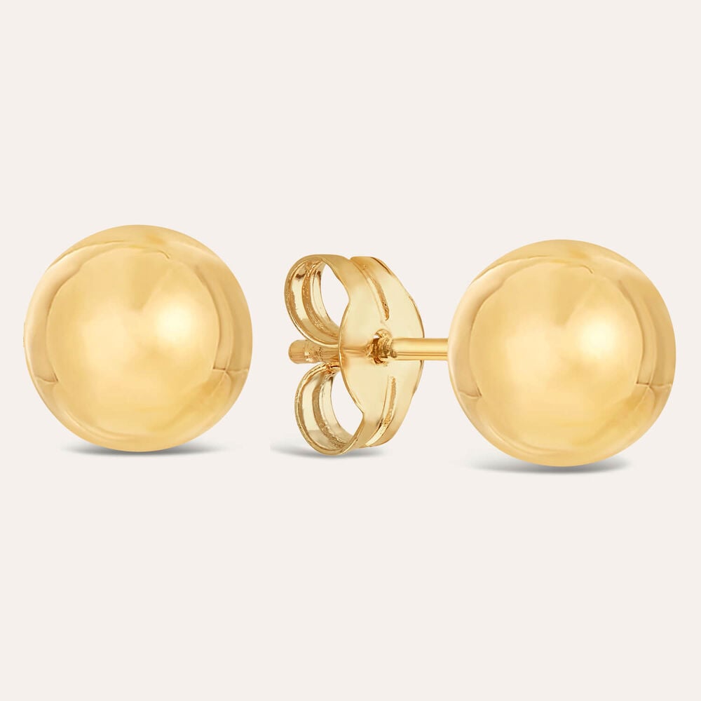 9ct Yellow Gold 8mm Polished Ball Stud Earrings