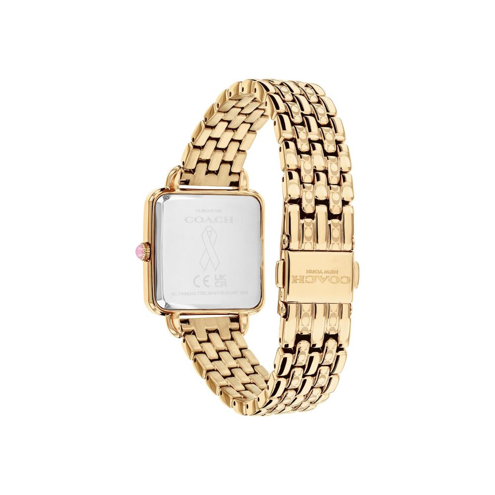 Coach Cass 28mm Pink Dial Gold Tone Steel Bracelet Watch