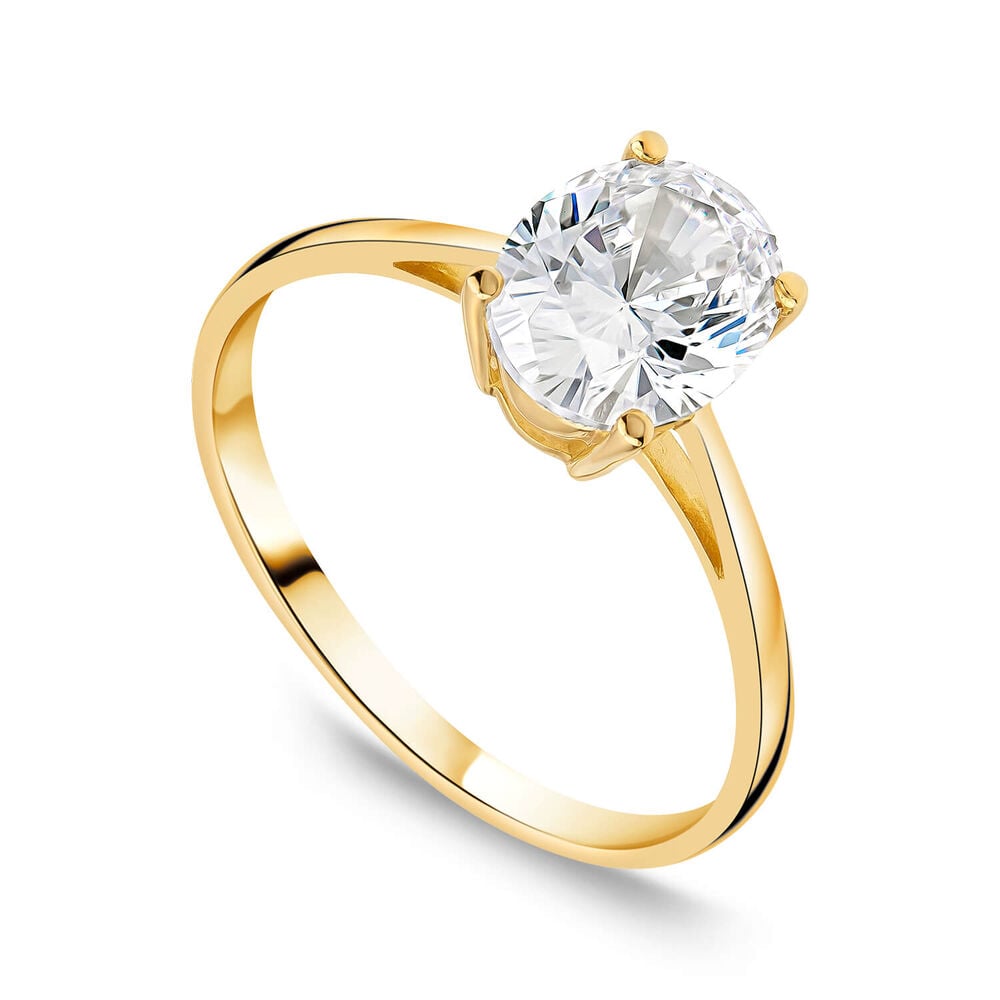 9ct Yellow Gold Oval Cubic Zirconia Promise Ring image number 0