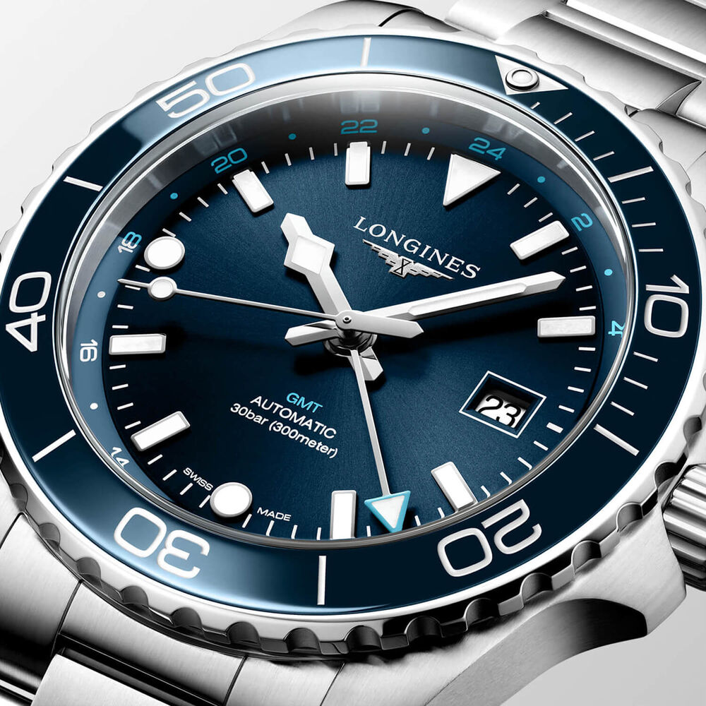 Longines Hydroconquest GMT 43mm Blue Dial Steel Bracelet Watch image number 1