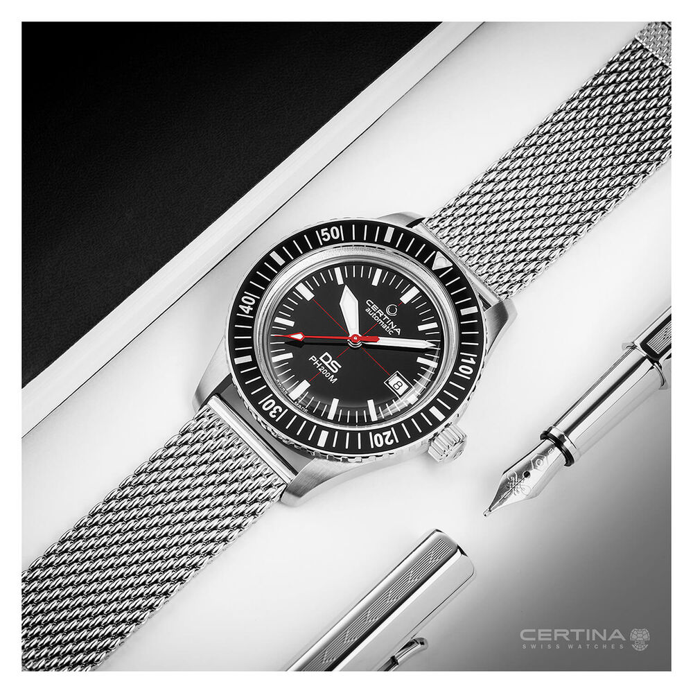 Pre-Owned Certina Heritage DS Ph200M Powermatic 80 Black Mesh Strap Steel Watch