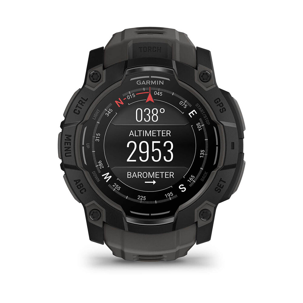 Garmin Instinct 3 AMOLED 50mm Black Bezel Charcoal Silicon Strap Watch image number 5