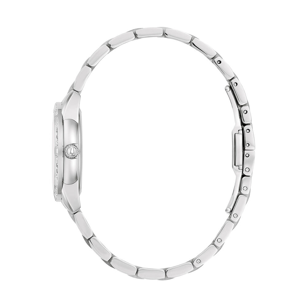 Bulova Sutton 28mm Mother of Pearl Dial Diamond Dots Steel Bracelet Watch image number 2