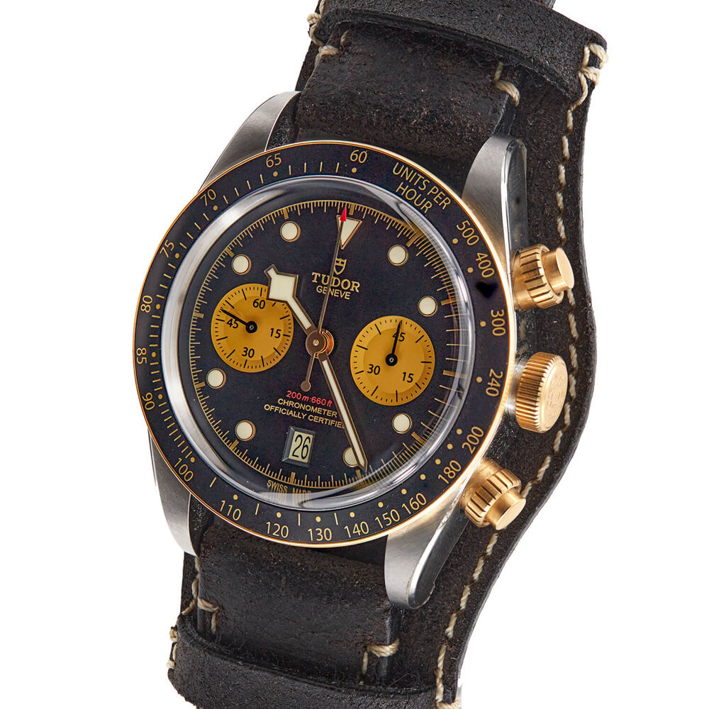 Pre-Owned TUDOR Black Bay S&G Chrono 41mm Black Dial Brown Leather Strap Watch