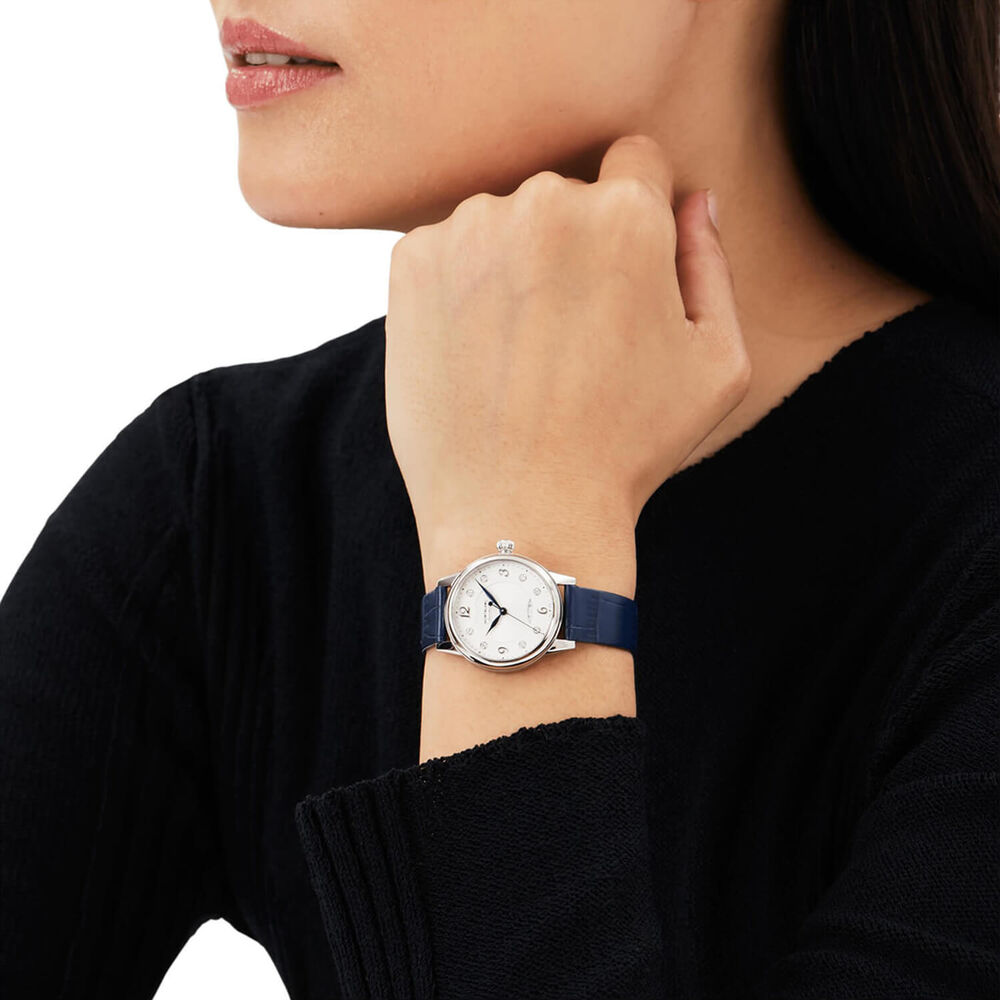 Montblanc Boheme 30mm Silver Diamond Dot Dial Blue Strap Watch image number 4