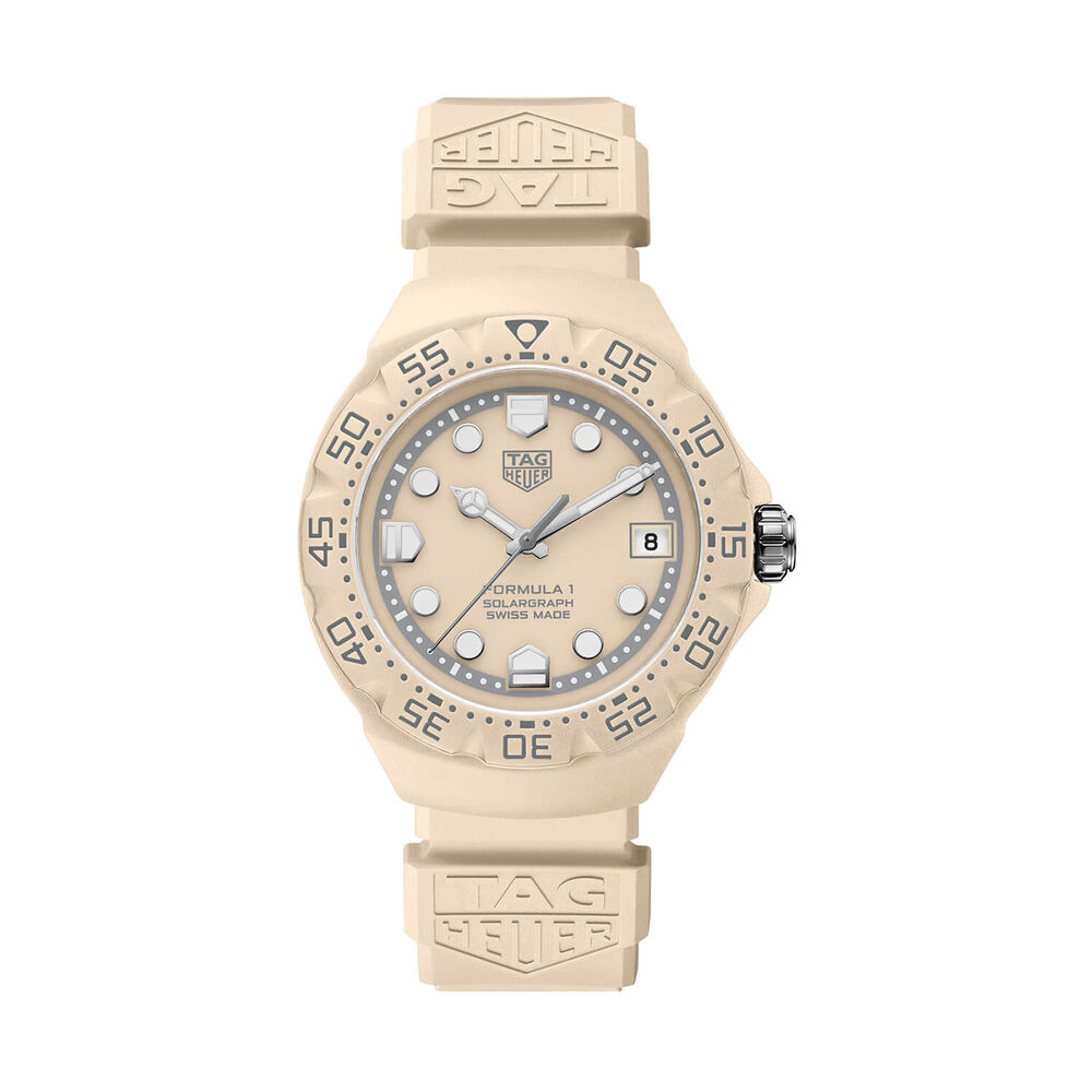 TAG Heuer Formula 1 Solargraph Beige Dial Rubber Strap Watch