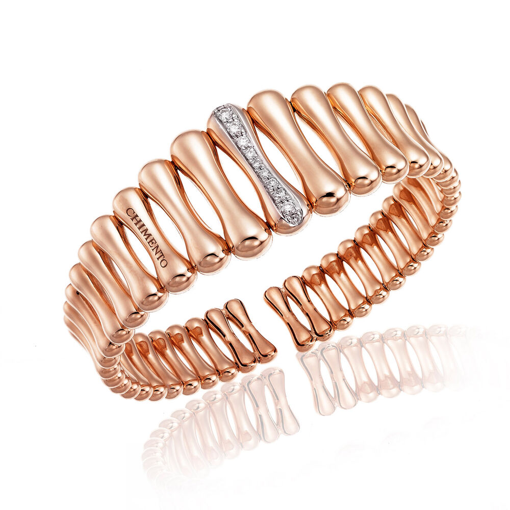 Chimento 18ct Rose Gold and Diamond Bamboo Collection Bangle Bracelet
