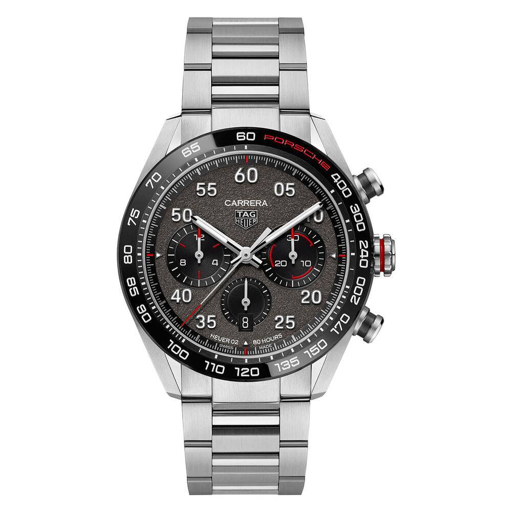 TAG Heuer Carrera Chronograph x Porsche 44mm Black Dial & Bezel Stainless Steel Bracelet Watch image number 0