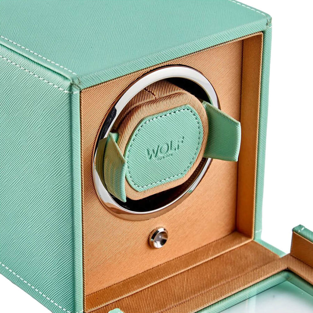 WOLF Cub Seltzer Mint & Peach Single Watch Winder With Cover