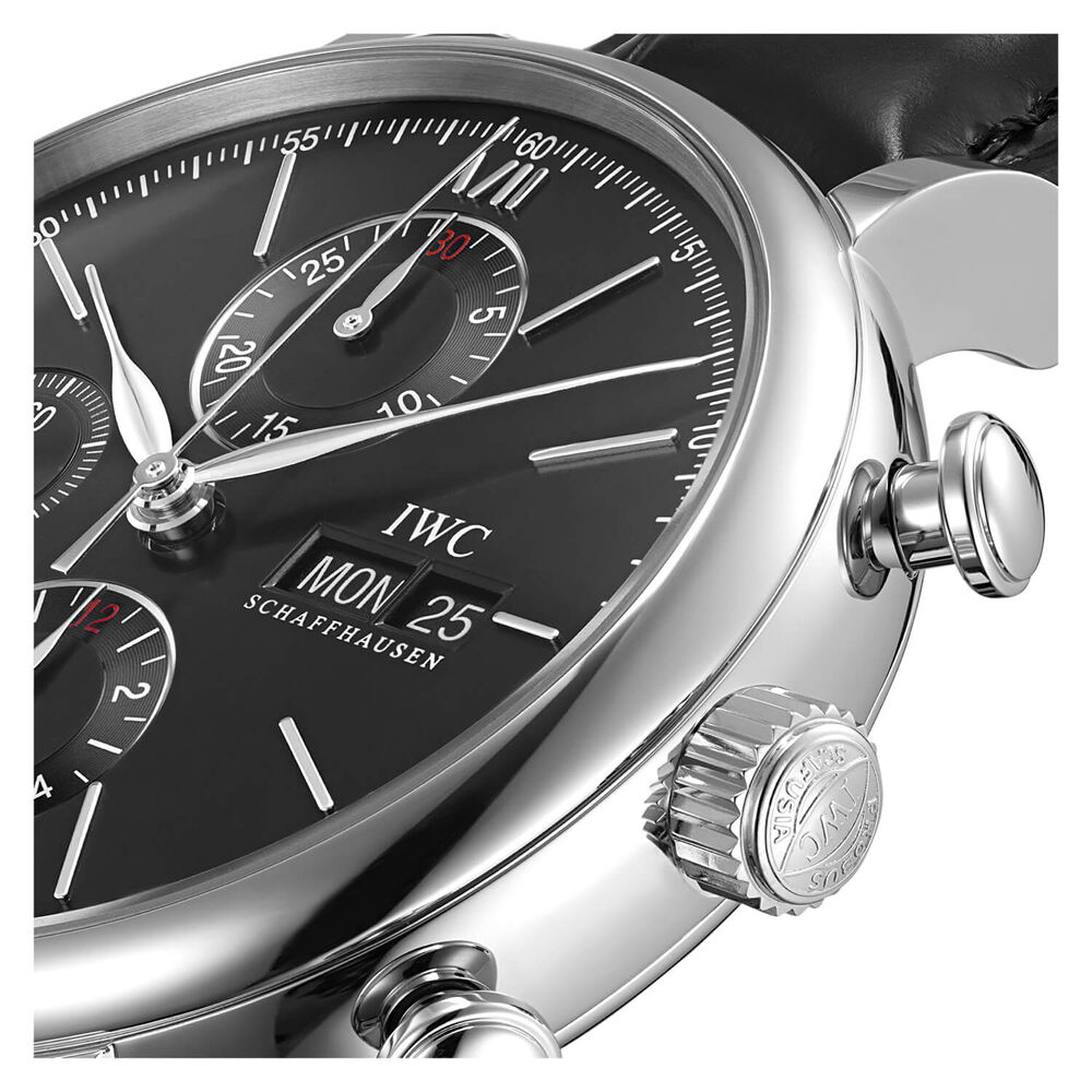 IWC Schaffhausen Portofino Chronograph Black Dial Strap Watch image number 2