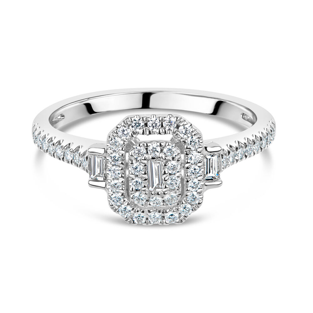 18ct White Gold 0.37ct Diamond Double Halo Ring image number 8