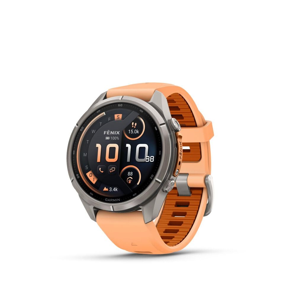 Garmin fenix 9 Pro 43mm Titanium Shell Pink/Autumn Orange Silicone Strap Watch