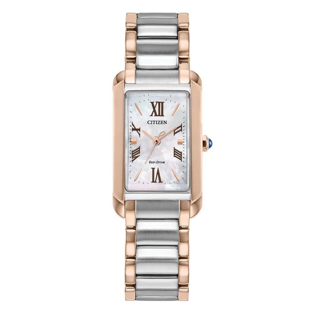 Citizen Eco-Drive L Bianca 32x19mm Mother of Pearl Dial Two Tone Steel Bracelet Watch