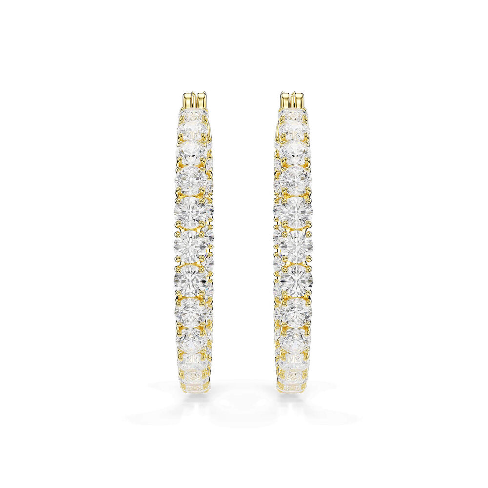 Swarovski Matrix Cubic Zirconia 18ct Yellow Gold Finished Hoop Earrings