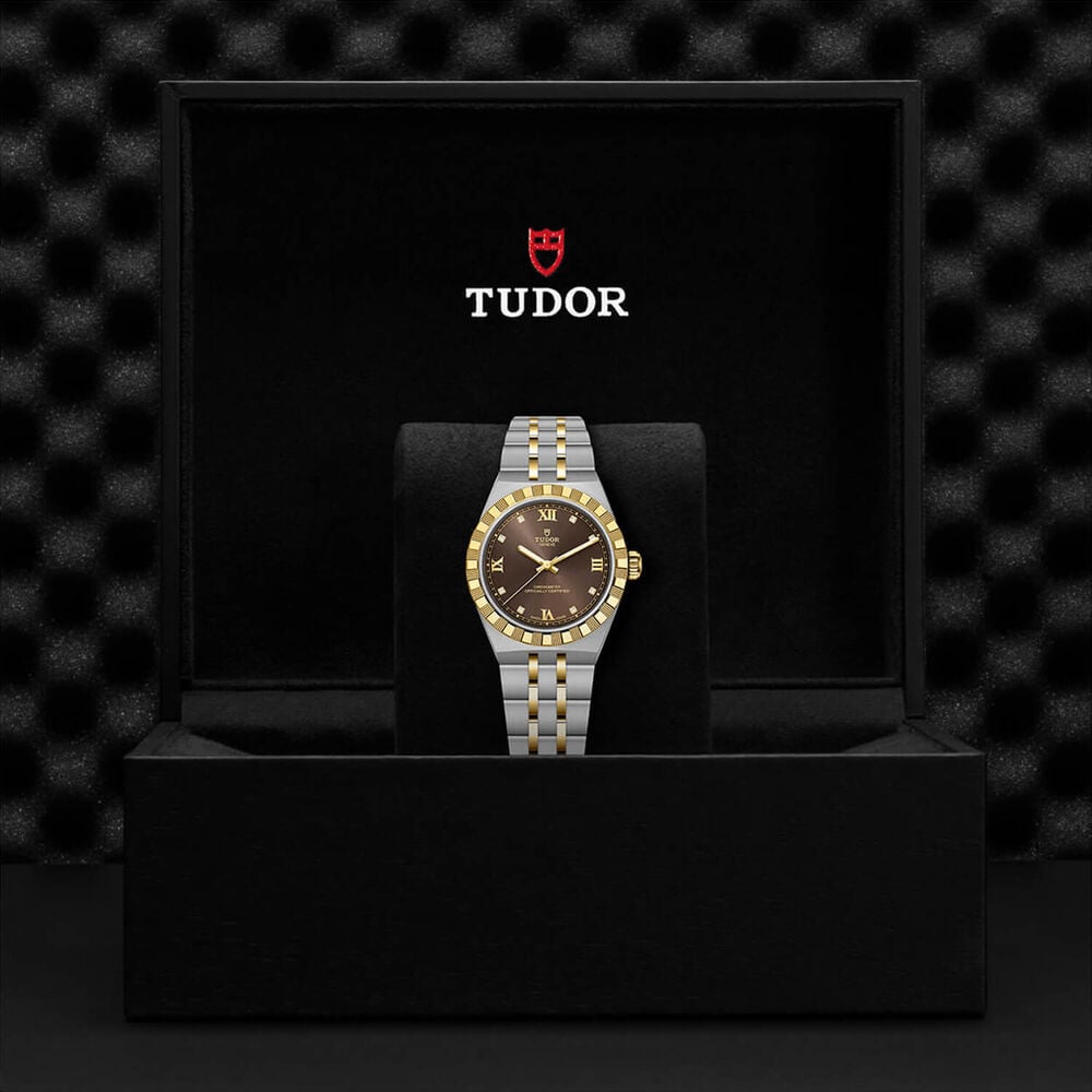 TUDOR Royal 30mm Brown Dial Stainless Steel & Yellow Gold Bracelet Watch