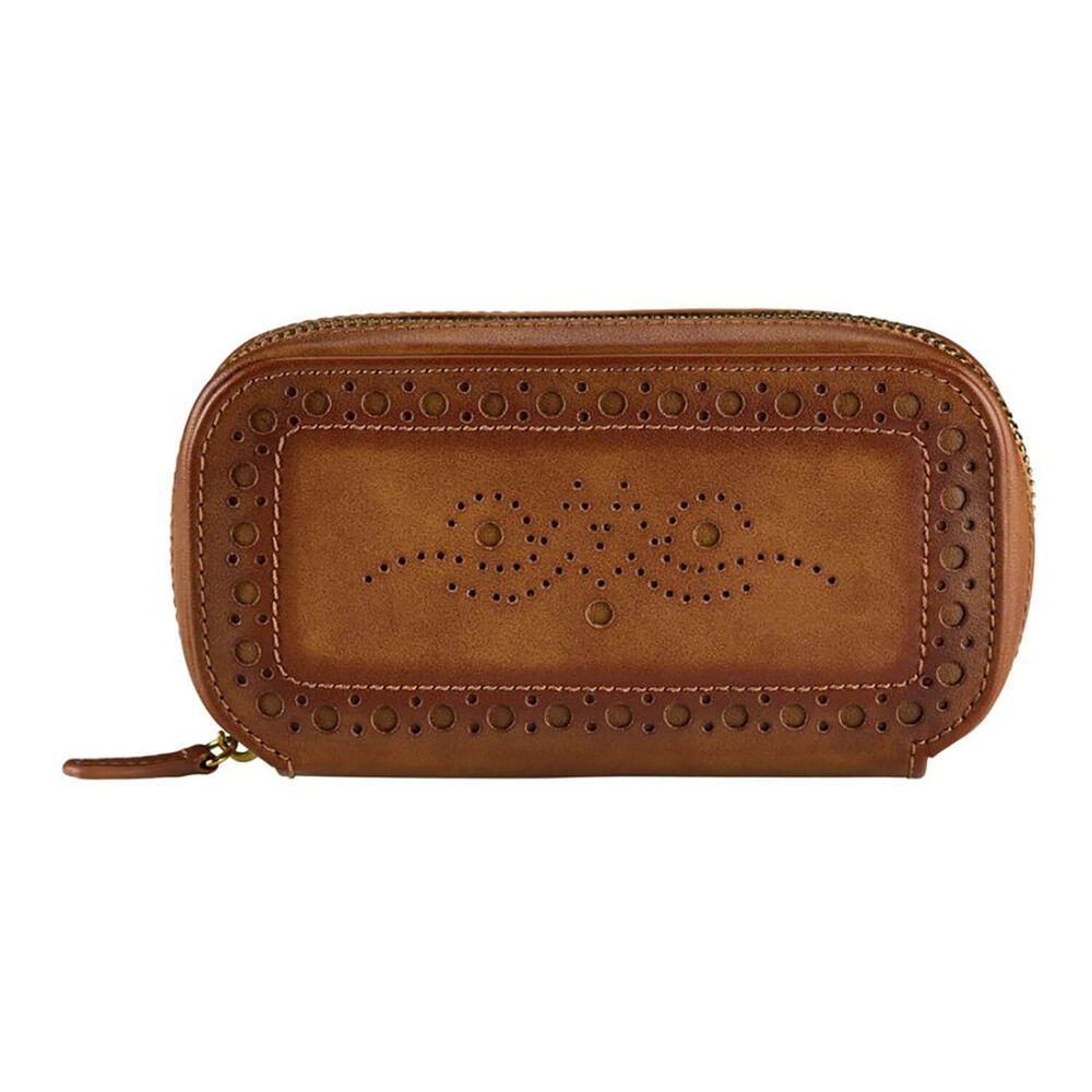 WOLF Brogue 2 Pc Burnished Brown Watch Zip Case