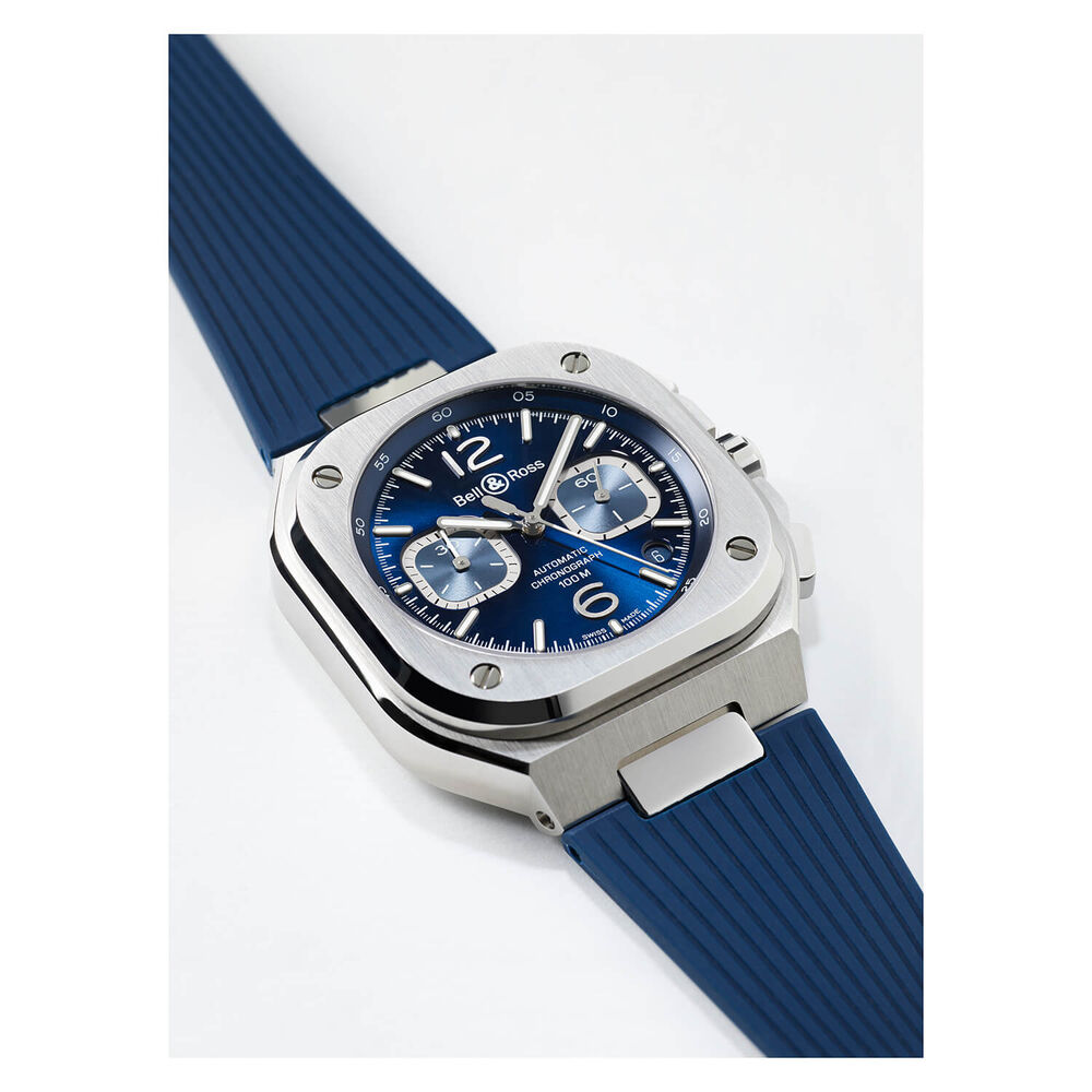 Bell & Ross BR05 Chrono Blue Dial Steel Case Blue Strap Watch image number 2