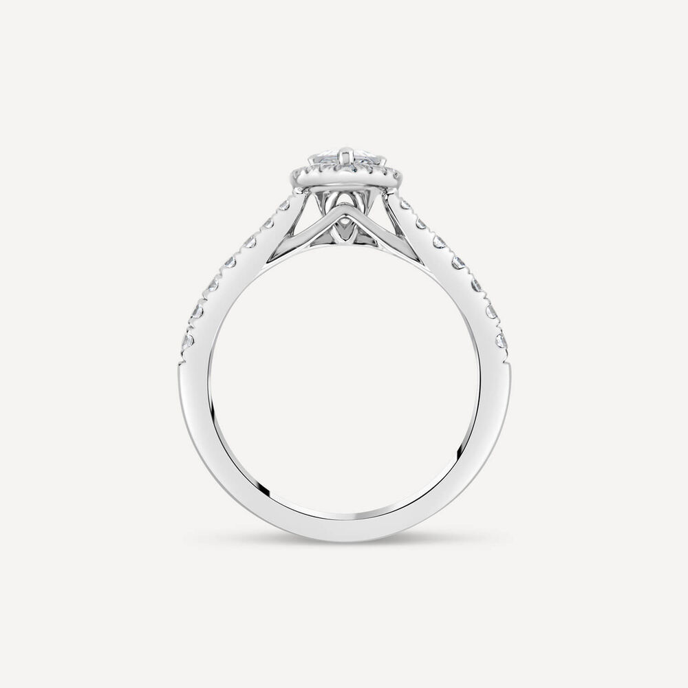 Orchid Setting 18ct White Gold 0.75ct Pear Halo & Diamond Shoulders Engagement Ring image number 4