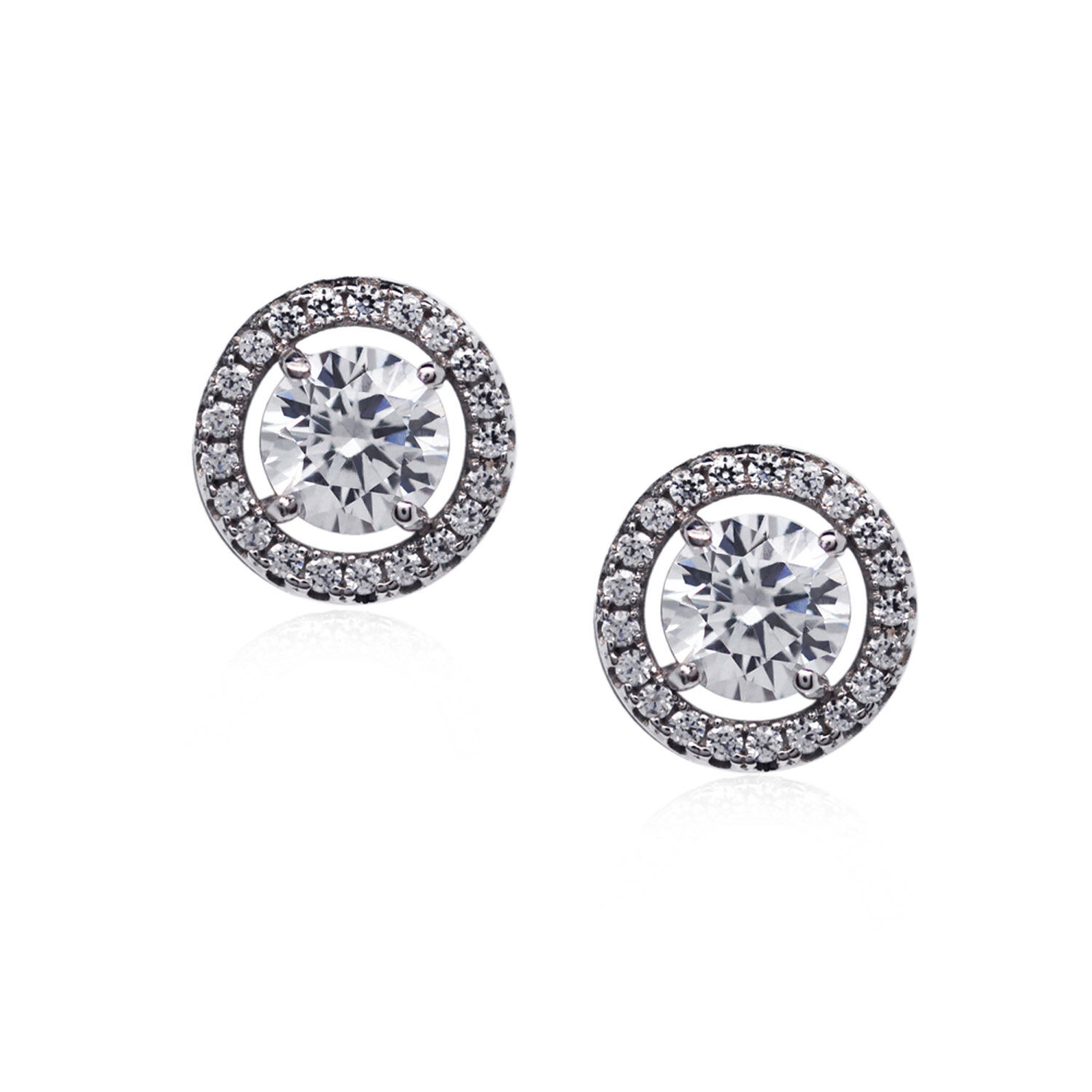 CARAT London Silver Border Centre Stone Earrings
