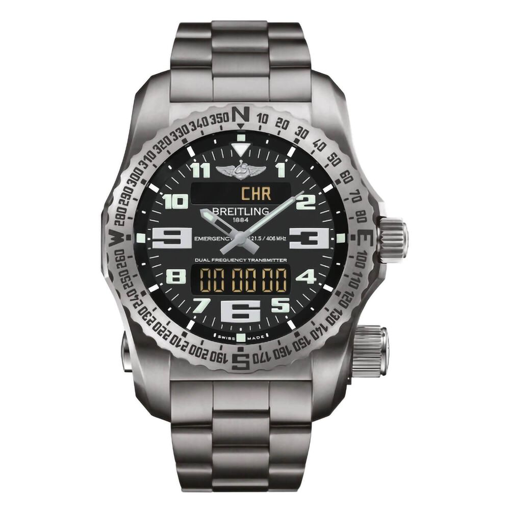 Pre-Owned Breitling Emergency Professional 51mm Black Dial Titanium Case Steel Bracelet Watch
