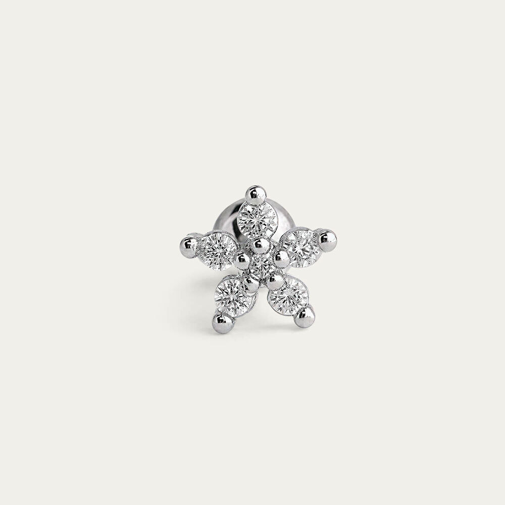 Sterling Silver Cubic Zirconia Flower Single Stud Earring