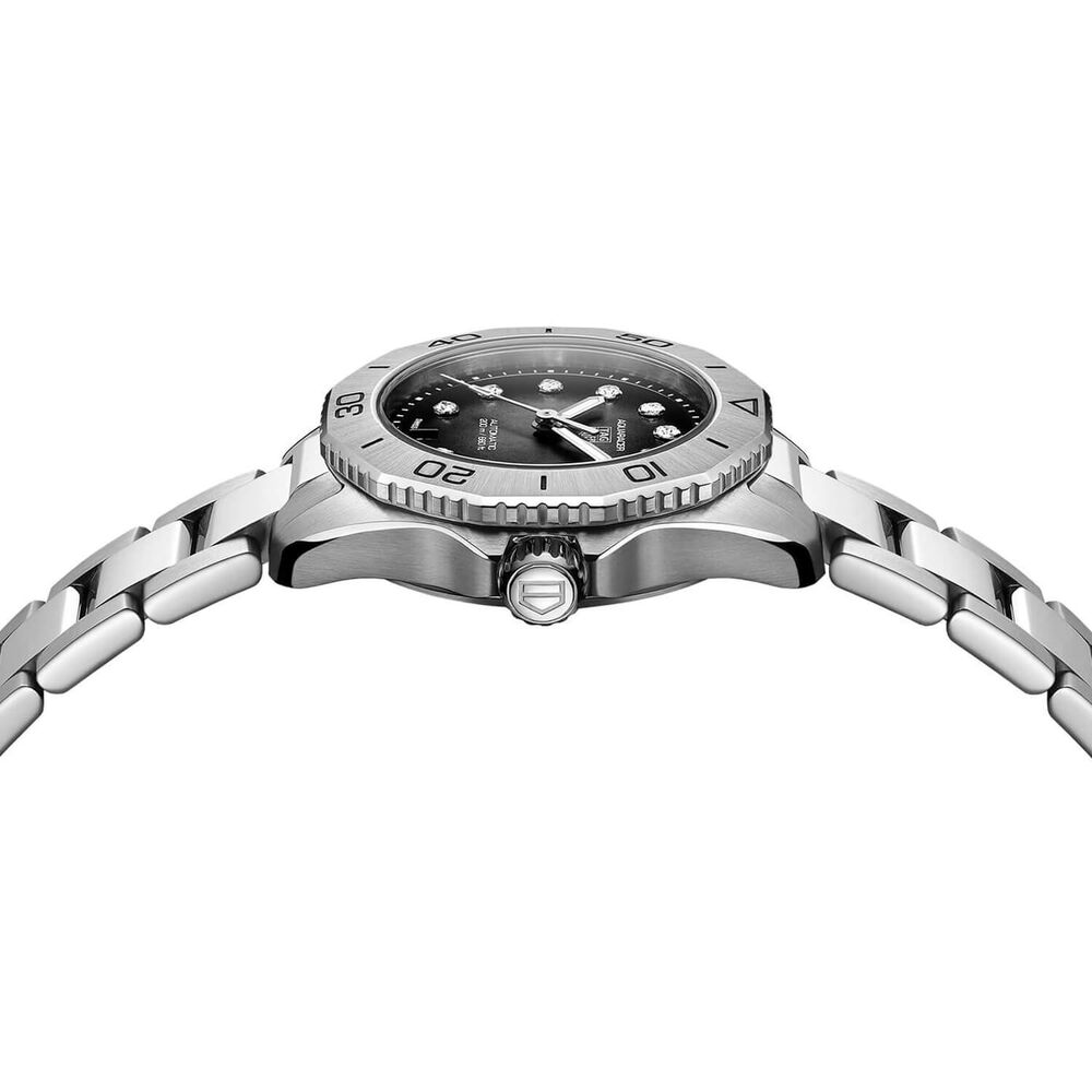 TAG Heuer Aquaracer Professional 200 Date 30mm Black Dial Diamond Dots Steel Bracelet Watch image number 3