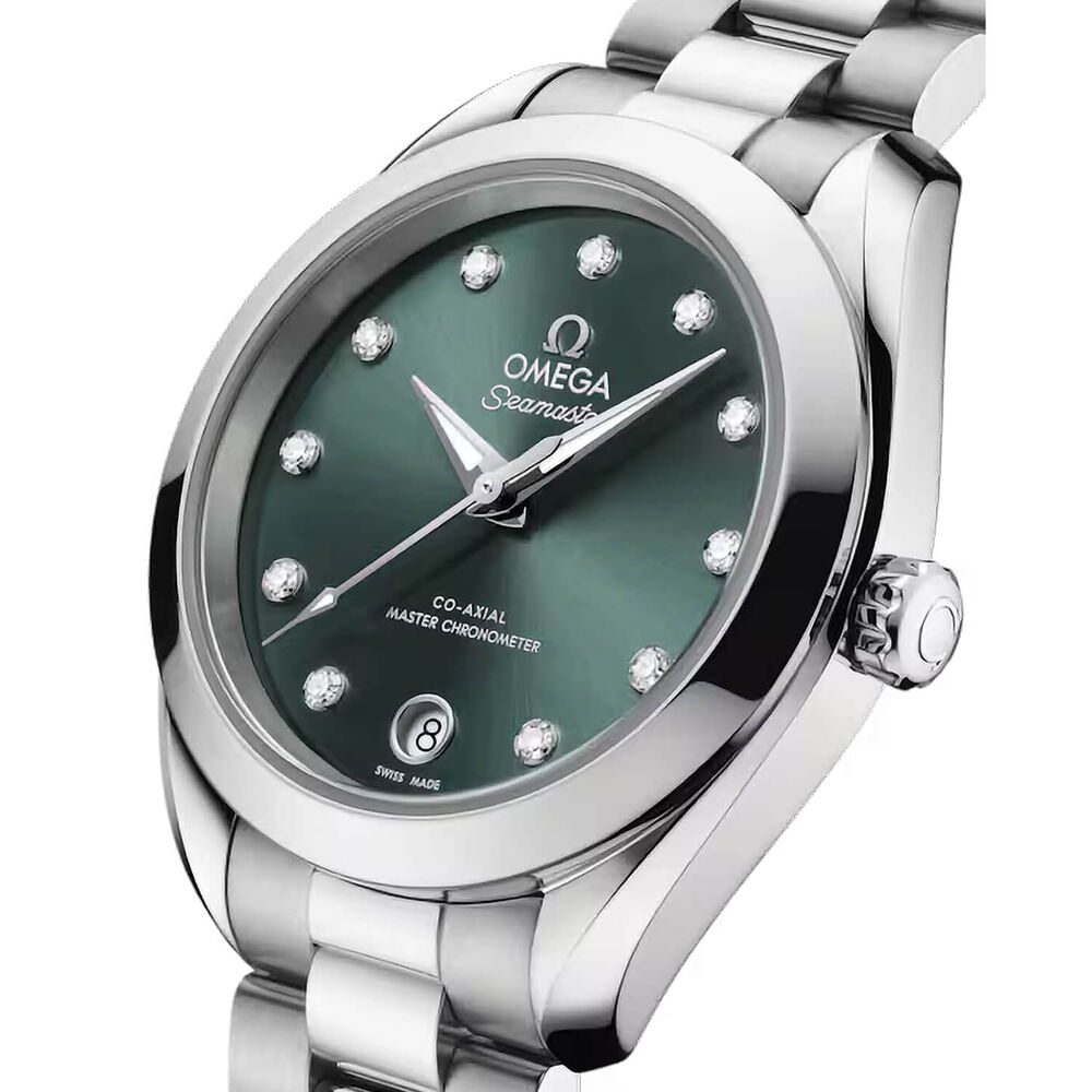 OMEGA Seamaster Aqua Terra 150M 30mm Pine Green Dial Diamond Dots Steel Bracelet Watch image number 3