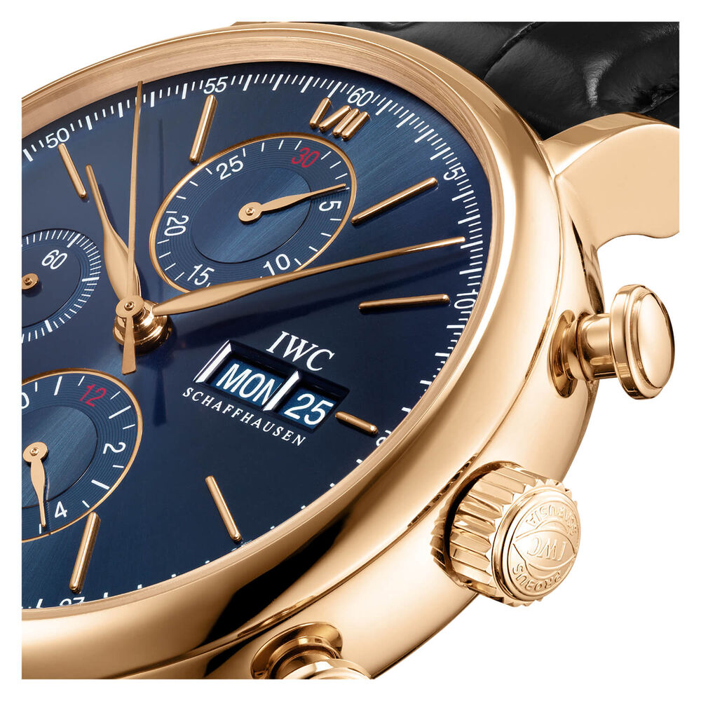 IWC Schaffhausen Portofino Chronograph Blue Dial Black Strap Watch image number 2