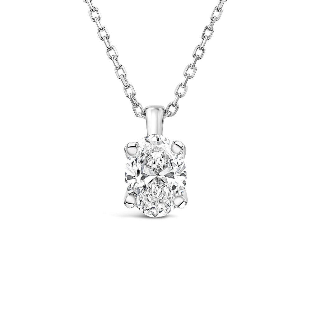 Born 9ct White Gold Lab Grown 0.50ct Diamond Oval Pendant