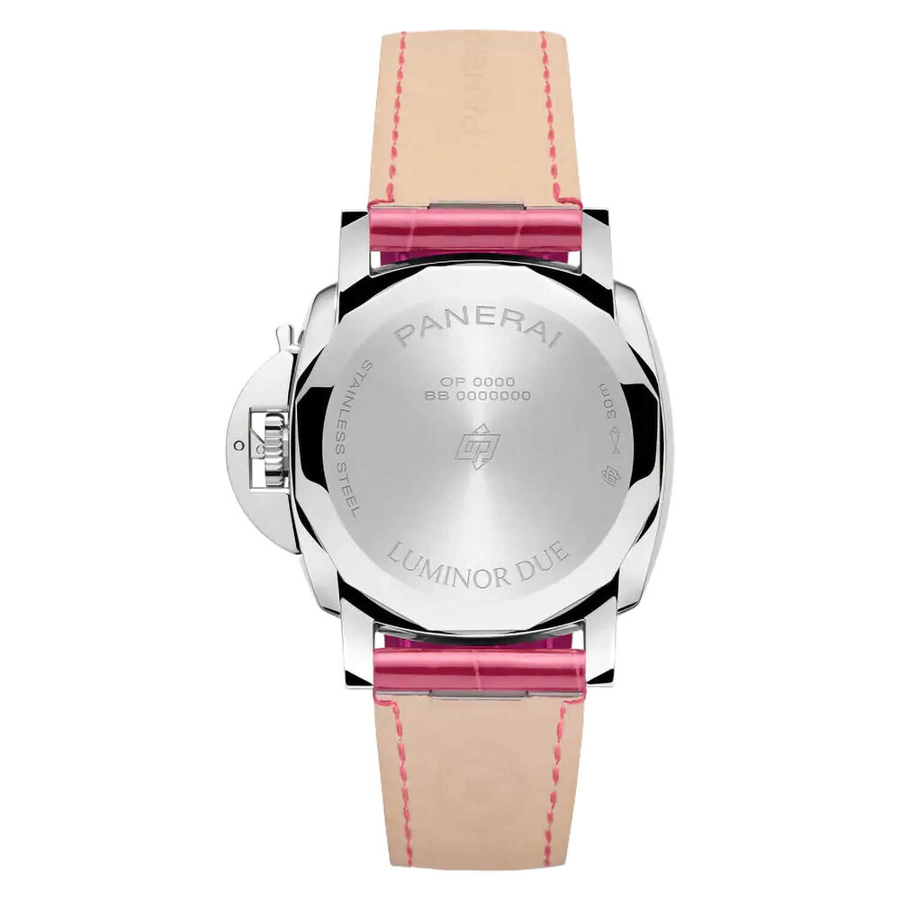 Panerai Luminor Due 38mm Luna White Dial Pink Strap Watch