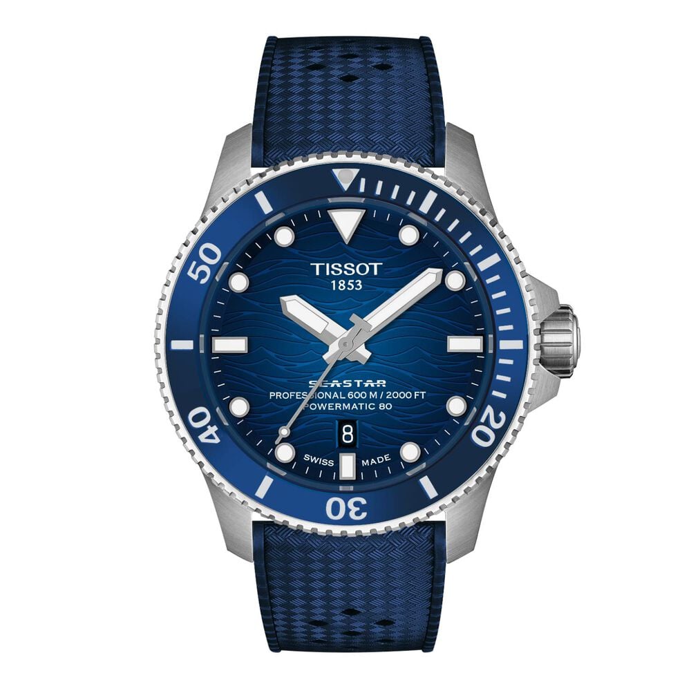 Tissot Seastar 2000 44mm Blue Gradient Dial Leather Strap Watch