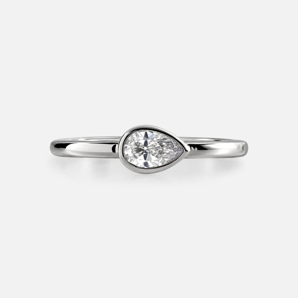 Born Contour 9ct White Gold 0.25ct Pear Lab Grown Diamond Bezel Set Ring