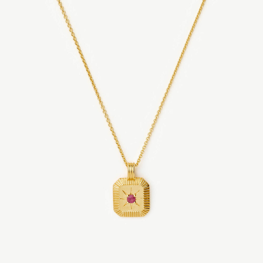Missoma 18ct Gold Vermeil Sterling Silver Glass Filled Ruby July Birthstone Pendant Necklace