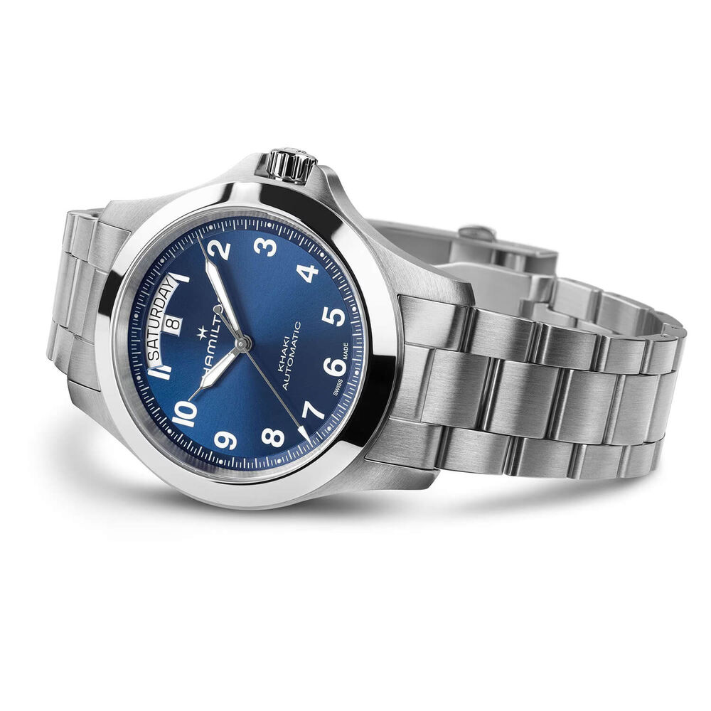 Hamilton Khaki Field King Day-Date 40mm Blue Dial Steel Bracelet Watch
