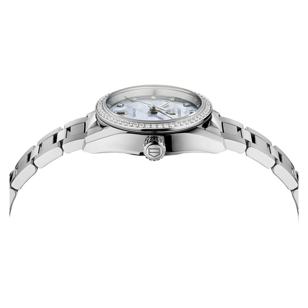 TAG Heuer Carrera Date 29mm Mother of Pearl Dial Stainless Steel Bracelet Watch image number 2