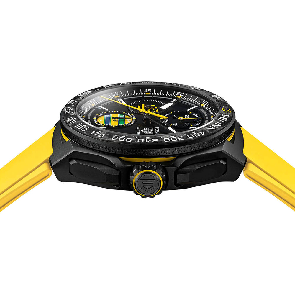 TAG Heuer Formula 1 Chronograph x Senna 43mm Black Dial Yellow Rubber Strap Watch image number 3